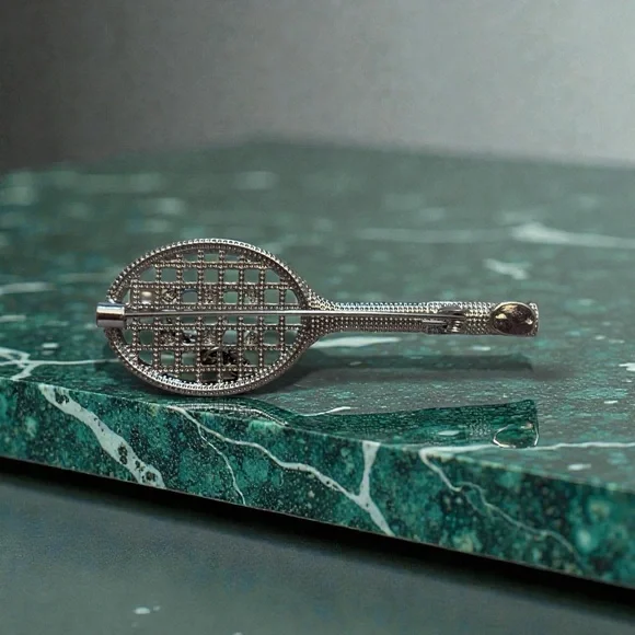 Chanel Elegant Tennis Racket made with zipper pulls Brooch with Pearl Accent - Picture 2 of 4